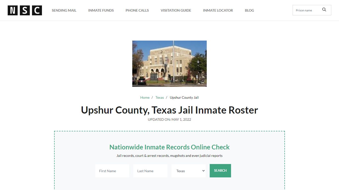 Upshur County, Texas Jail Inmate List